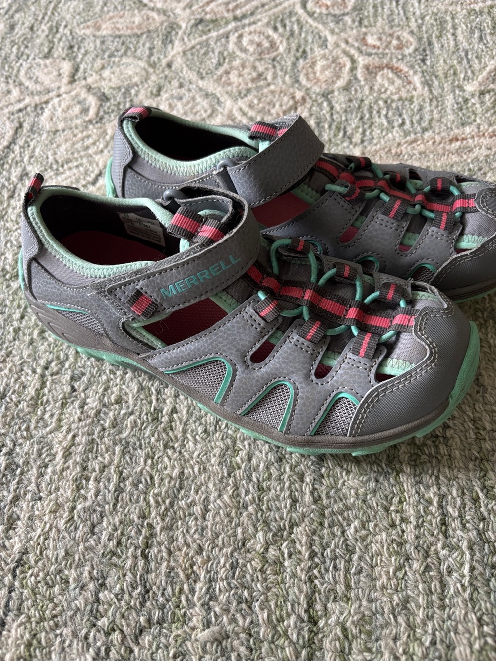 Merrell Gray Mint and Pink Closed-Toe Outdoor Sandals